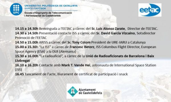 Programa d'Actes EETAC UPC en commemoració del contacte amb la ISS (4 dec2017). Presentació: David Garcia EA3FNC